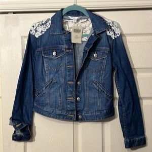 Boston Proper Crochet Denim Jacket. Size-XXS. Color-Diego Blue. New with Tags.